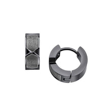 Load image into Gallery viewer, Fred Bennett Gunmetal Plated Chevron Hoop Earrings