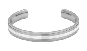 Stainless Steel Bangle with Silver Inlay