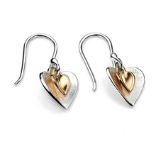Load image into Gallery viewer, Sterling Silver Two-Tone Double Heart Earrings
