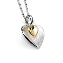 Load image into Gallery viewer, Sterling Silver Two-Tone Double Heart Pendant Necklace
