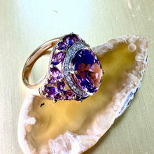 Load image into Gallery viewer, Preloved 9ct Gold Amethyst & Diamond Dress Ring