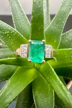 Load image into Gallery viewer, Preloved 18ct Yellow Gold Emerald and Diamond Ring