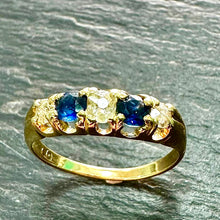 Load image into Gallery viewer, Preloved 18ct Sapphire & Diamond 5 Stone Ring