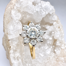 Load image into Gallery viewer, Preloved 18ct Yellow Gold Diamond Flower Cluster Ring