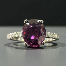 Load image into Gallery viewer, Platinum Ceylon Raspberry Sapphire & Diamond Ring