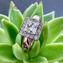 Load image into Gallery viewer, Preloved 18ct White Gold 0.80ct Diamond Square Halo Ring