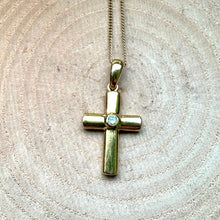 Load image into Gallery viewer, Pre-loved 9ct Yellow Gold and Diamond Cross With 9ct Yellow Gold Curb Chain