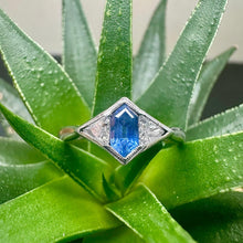 Load image into Gallery viewer, Platinum Lozenge Sapphire & Diamond Ring