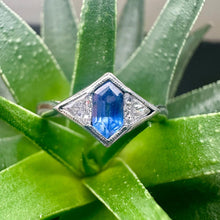 Load image into Gallery viewer, Platinum Lozenge Sapphire & Diamond Ring