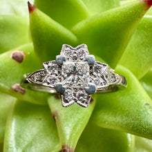 Load image into Gallery viewer, Palladium and Diamond Star shaped Engagement Ring