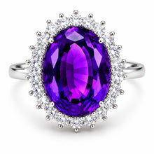 Load image into Gallery viewer, Preloved 18ct White Gold Amethyst & Diamond Cluster Ring