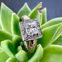Load image into Gallery viewer, Preloved 18ct White Gold 0.80ct Diamond Square Halo Ring