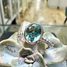 Load image into Gallery viewer, Silver & 9ct Gold Aquamarine Dotty Ring