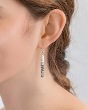 Load image into Gallery viewer, Textured Silver Drop Earrings With Brass and Copper Detail
