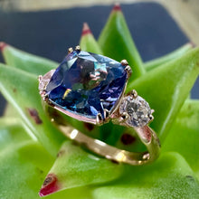 Load image into Gallery viewer, 9ct Yellow Gold and Bi-Colour Tanzanite Dress Ring