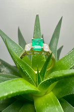 Load image into Gallery viewer, Preloved 18ct Yellow Gold Emerald and Diamond Ring