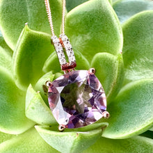 Load image into Gallery viewer, 9ct Rose Gold Amethyst & Diamond Necklace