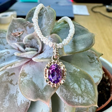 Load image into Gallery viewer, Yellow Gold Amethyst Dotty Pendant & Freshwater Pearl Necklace