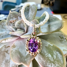 Load image into Gallery viewer, Yellow Gold Amethyst Dotty Pendant & Freshwater Pearl Necklace