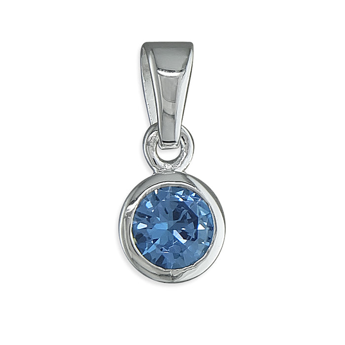 Sterling Silver March Birthstone Pendant and Chain