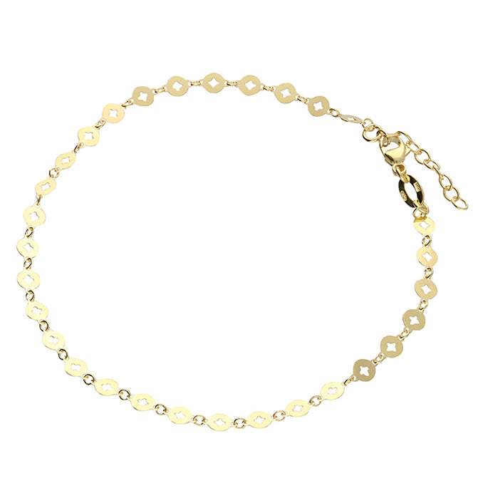 Gold Plated Sterling Silver Cut-Out Disc Anklet
