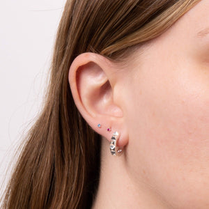 Sterling Silver Pink Crystal Stud Earrings