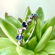 Load image into Gallery viewer, 9ct White Gold Sapphire & Diamond Staggered Ring