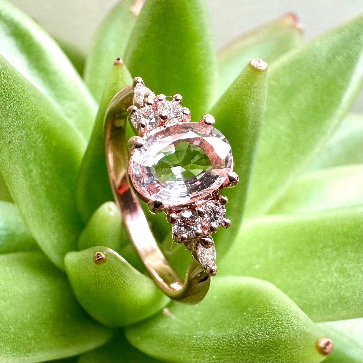 9ct Rose Gold Pink Spinel and Lab-Grown Diamond Ring – James