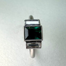 Load image into Gallery viewer, Platinum Baguette Cut Spinel & Diamond 3 Stone Ring