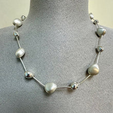 Load image into Gallery viewer, Sterling Silver Pebble Necklace, Satin & Polished Chris Lewis