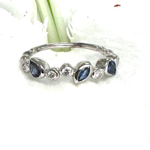 Load image into Gallery viewer, 9ct White Gold Sapphire & Diamond Staggered Ring