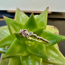 Load image into Gallery viewer, 9ct Gold Pink Sapphire & Diamond Staggered Ring