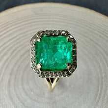 Load image into Gallery viewer, Natural African Emerald &amp; Diamond Ring
