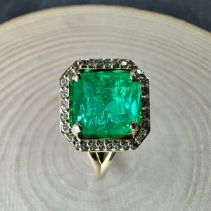 Natural African Emerald & Diamond Ring