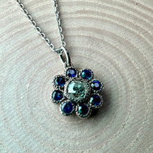 Load image into Gallery viewer, Platinum Sapphire & Diamond Vintage Look Pendant