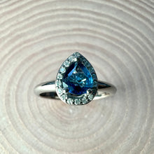 Load image into Gallery viewer, Sapphire & Diamond Halo Ring