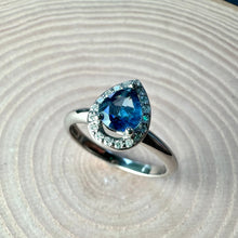 Load image into Gallery viewer, Sapphire & Diamond Halo Ring