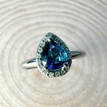 Load image into Gallery viewer, Sapphire & Diamond Halo Ring