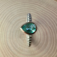 Load image into Gallery viewer, Sterling Silver &amp; 9ct Gold Aquamarine Dotty Ring
