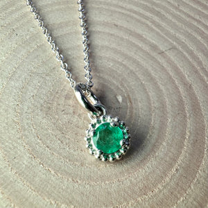 Sterling Silver Dotty Emerald Pendant