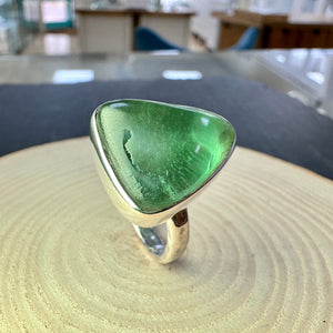Silver Triangle Sea Glass Ring