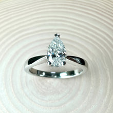 Load image into Gallery viewer, Preloved Platinum 0.50ct Pear-Shaped Diamond Ring