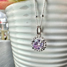 Load image into Gallery viewer, Sterling Silver Dotty Lavender CZ Pendant

