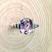 Load image into Gallery viewer, Sterling Silver Amethyst &amp; Diamond Ring
