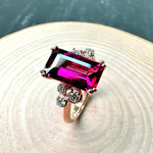 Load image into Gallery viewer, 9ct Rose Gold Rhodolite Garnet and Diamond Ring
