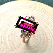 Load image into Gallery viewer, 9ct Rose Gold Rhodolite Garnet and Diamond Ring
