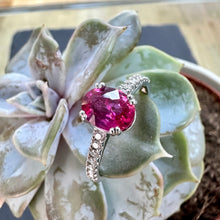 Load image into Gallery viewer, Platinum Hot Pink Padparadscha Sapphire & Diamond Ring