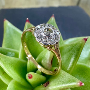 Vintage 18ct and Silver Diamond Cluster Ring