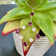 Load image into Gallery viewer, Preloved 9ct Gold Ruby and Pearl Pendant and Chain
