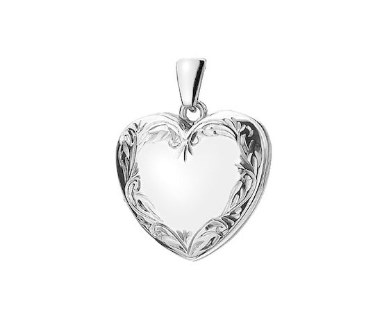 Sterling Silver Engraved Heart Locket